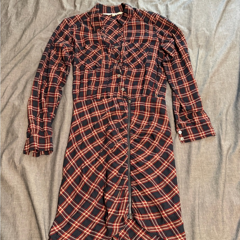 Veronica Beard Navy and Red Plaid Dress